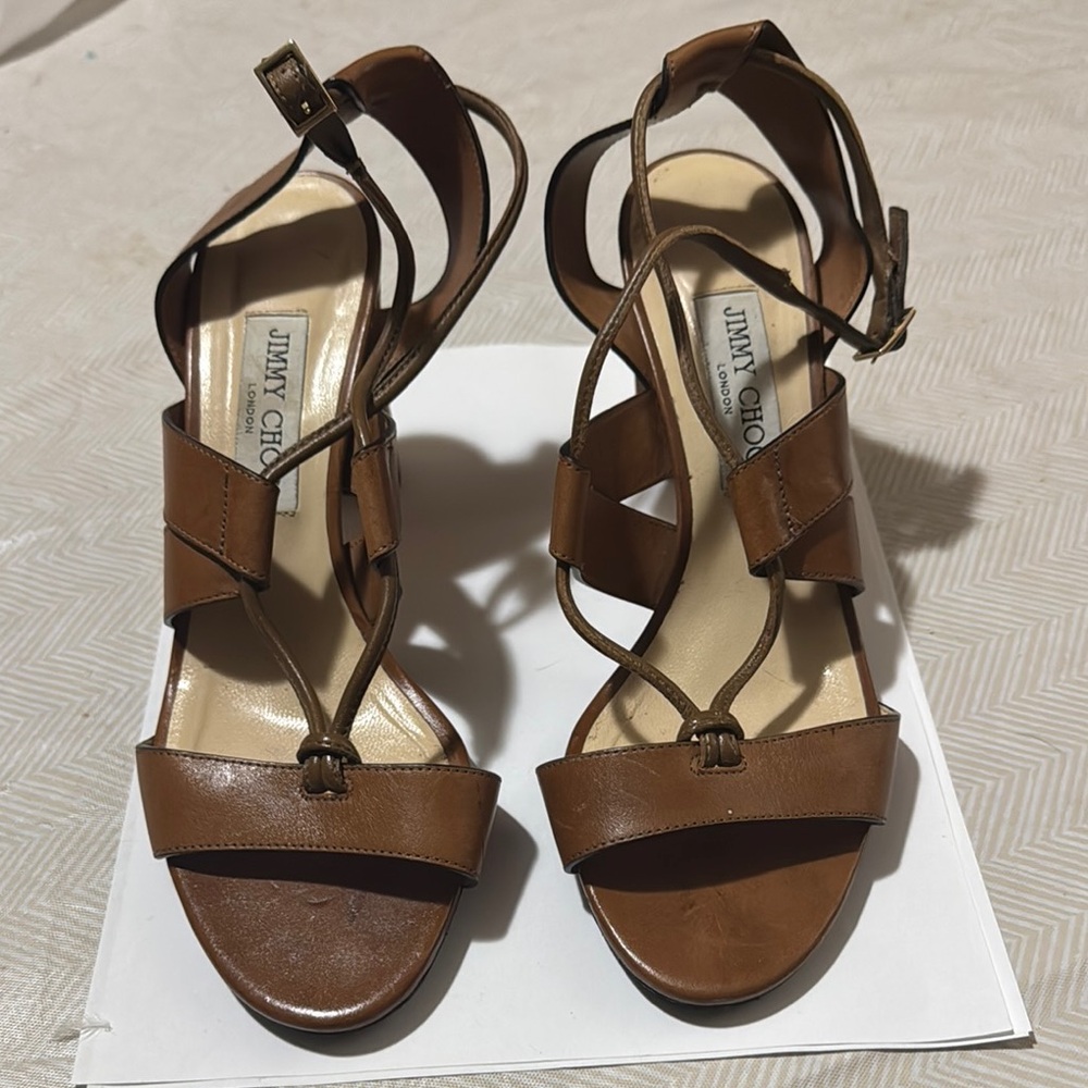 Jimmy Choo Brown Leather Stiletto Heels Size 9.5